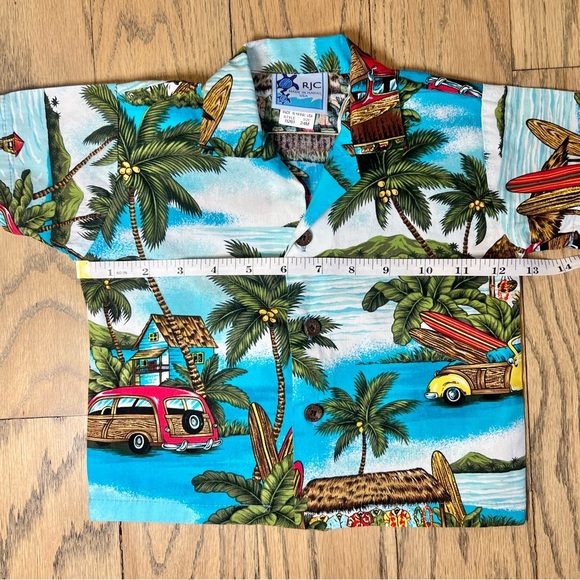 RJC Kids Youth Surf Boards Palm Trees Hawaiian Shirt Made In Hawaii EUC Size 2T - Picture 6 of 8